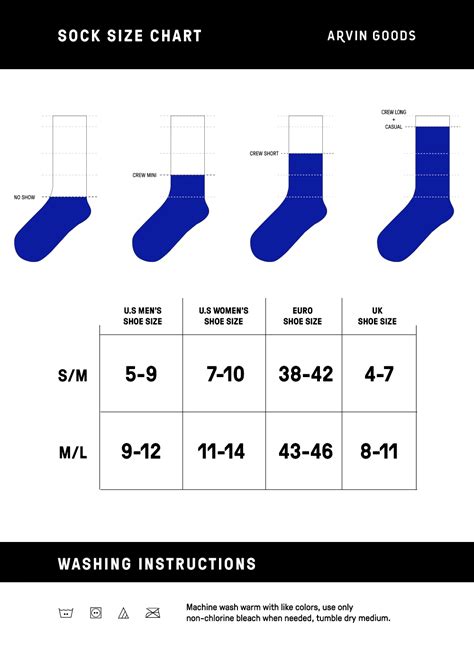 bonds socks size chart.